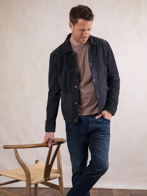 Seaton Suede Jacket in Blue - Image 3