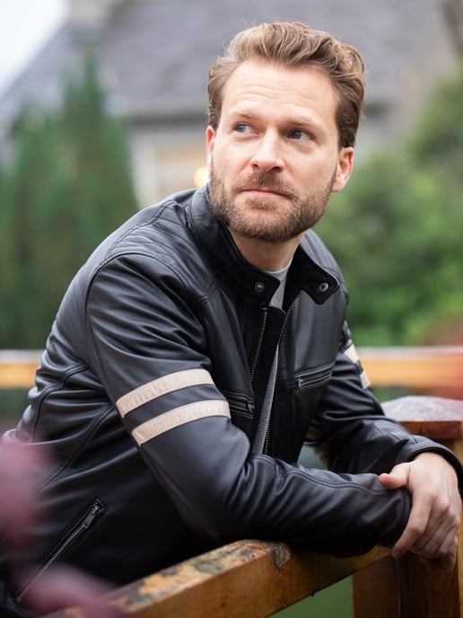Charlie II Leather Racer Jacket in Black - Image 3