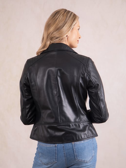 Tarraby Leather Biker Jacket in Black - Image 4