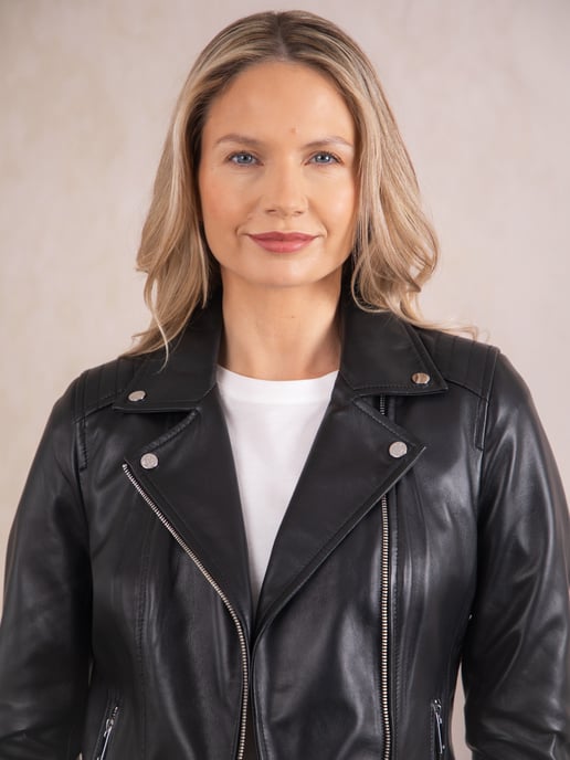 Tarraby Leather Biker Jacket in Black - Image 5