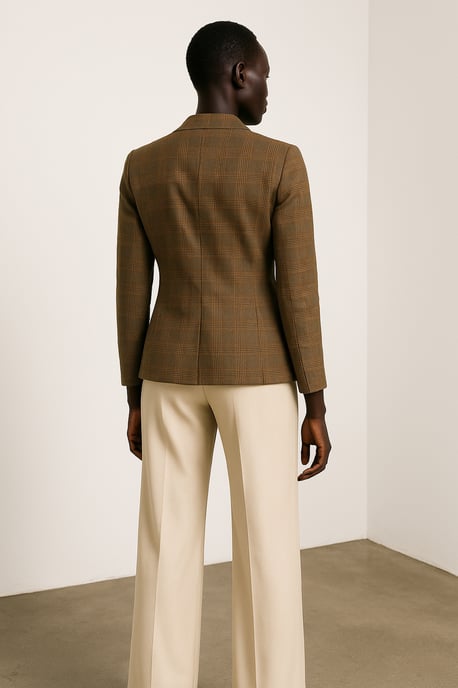 Geruite getailleerde blazer van 100% katoen - Image 3