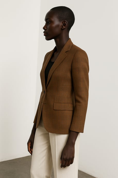 Geruite getailleerde blazer van 100% katoen - Image 4
