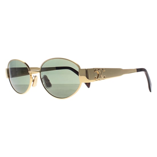 Celine Oval Womens Shiny Endura Gold Green Metal Triomphe CL40235U - Image 2