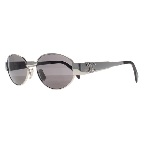 Celine Oval Womens Shiny Palladium Smoke Grey Metal Triomphe CL40235U - Image 2