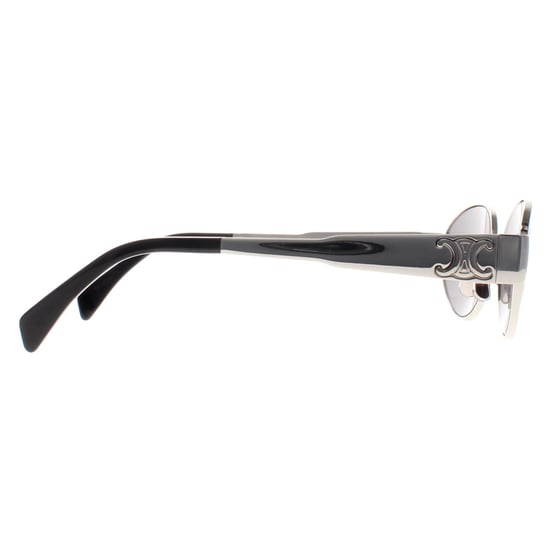 Celine Oval Womens Shiny Palladium Smoke Grey Metal Triomphe CL40235U - Image 4