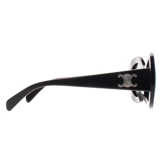 Celine Oval Womens Shiny Black Smoke Grey Triomphe CL40292U - Image 4