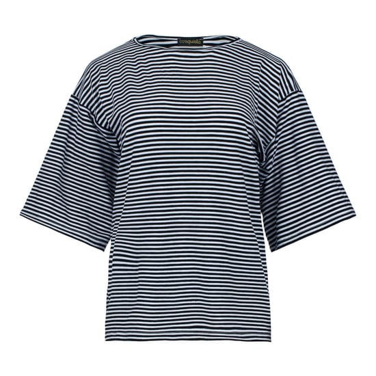 Gestreepte oversized top van viscose-elastaan met ellebooglange mouwen - Image 1