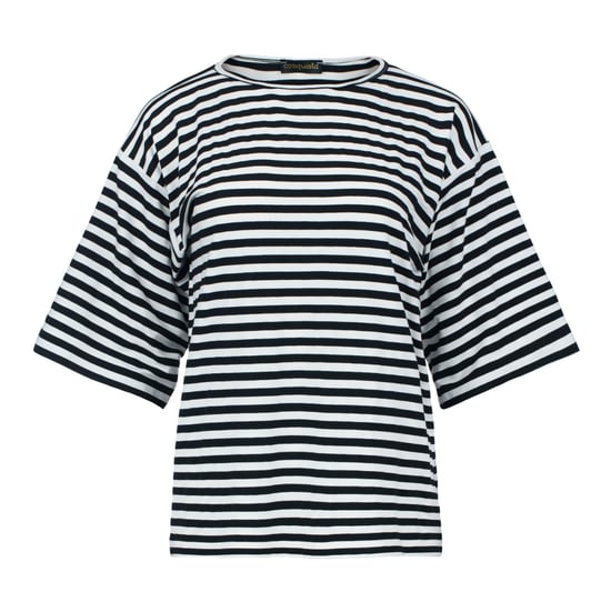 Zwart-witte oversized top van viscose-elastaan met brede strepen - Image 1