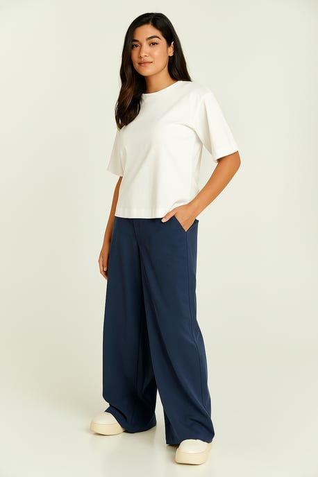 Oversized gemerceriseerd katoenen T-shirt met ellebooglange mouwen - Image 2