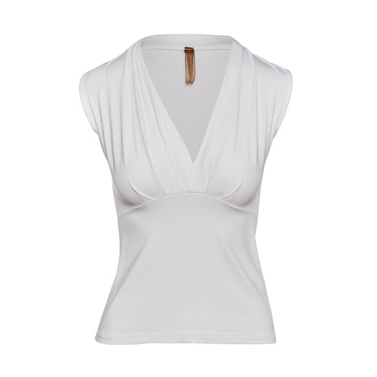 Witte mouwloze jersey top met V-hals – stretchstof - Image 1