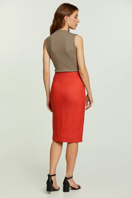 Taupe Sleeveless V-Neck Fitted Top – Soft Viscose-Blend Fabric - Image 3
