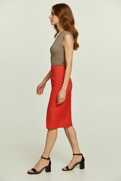 Taupe Sleeveless V-Neck Fitted Top – Soft Viscose-Blend Fabric - Image 4