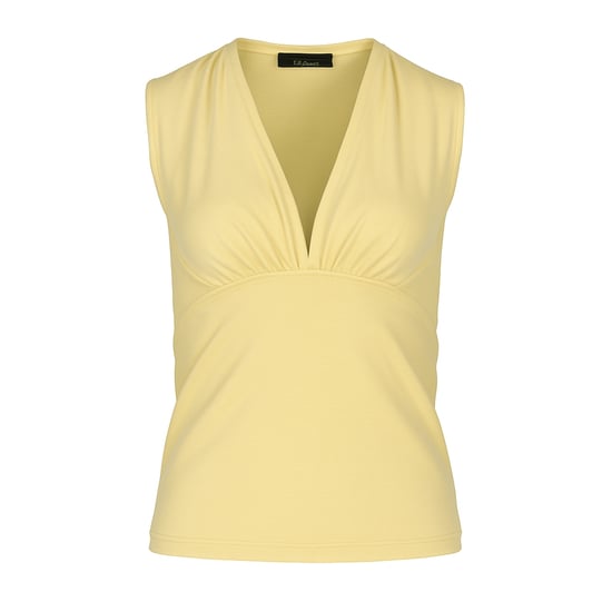 Yellow Sleeveless V-Neck Fitted Top – Soft Viscose-Blend Fabric - Image 1