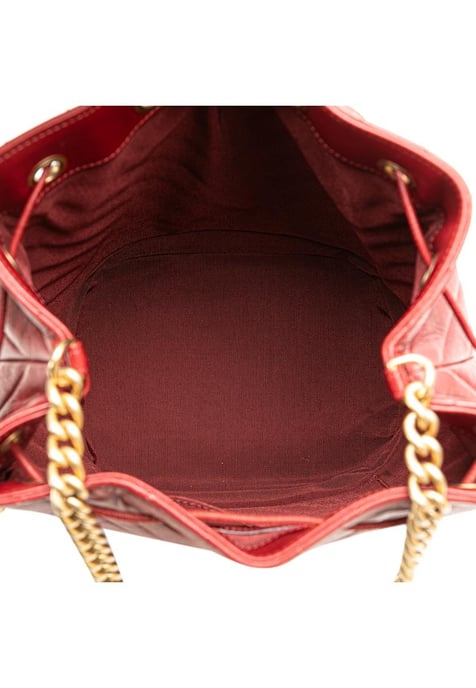 Chevron Quilted Lambskin Bucket Bag with Chain Strap - Image 3