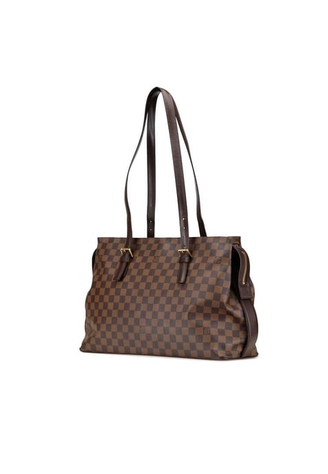 Damier Ebene Canvas Shoulder Bag with Zip Closure - Image 1