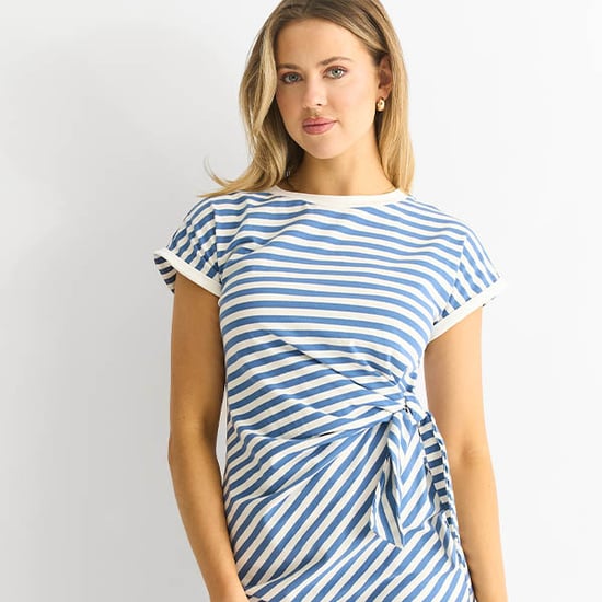 Blue Stretch Stripe Mini Dress - Image 2