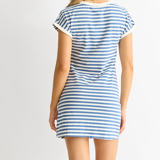 Blue Stretch Stripe Mini Dress - Image 4