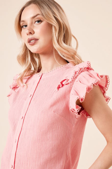 Lace Trim Button Up Top - Image 4