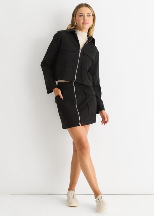 Cord Zip Up Boxy Jacket - Image 3