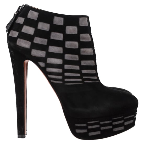 Alaïa Laser Cut Platform Ankle Boots in Black Suede - Image 1