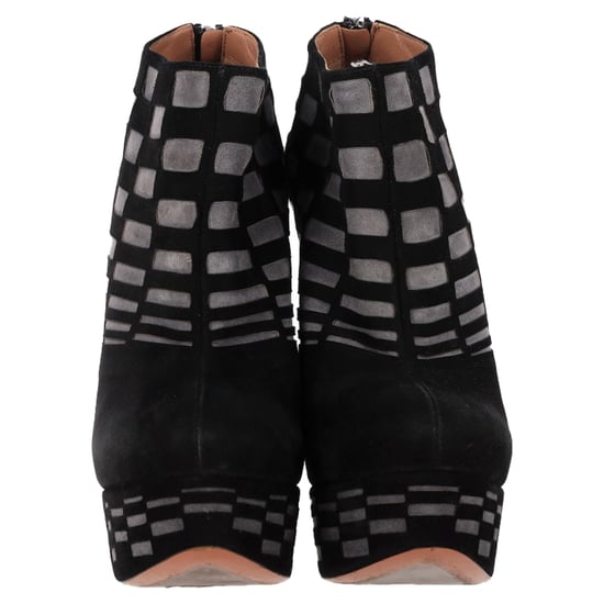 Alaïa Laser Cut Platform Ankle Boots in Black Suede - Image 2