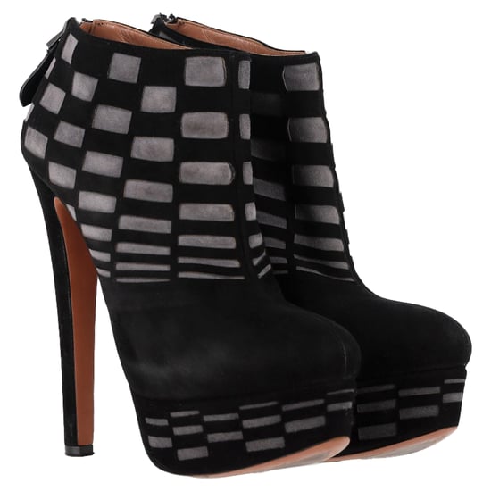 Alaïa Laser Cut Platform Ankle Boots in Black Suede - Image 4