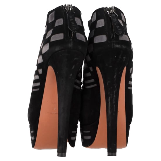 Alaïa Laser Cut Platform Ankle Boots in Black Suede - Image 5