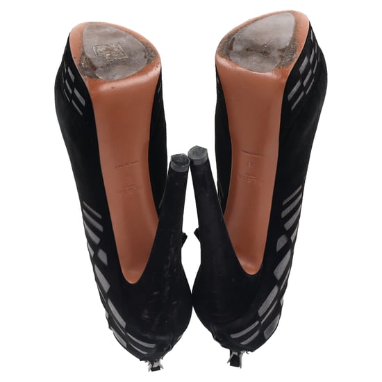 Alaïa Laser Cut Platform Ankle Boots in Black Suede - Image 6