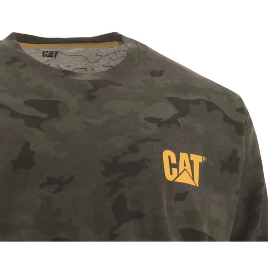 Caterpillar Merkenband Lange Mouwen Katoenen Heren Groen T-Shirt - Image 2