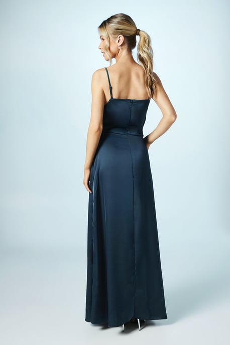 Teen Cowl Front Waterfall Skirt Bridesmaids Dress - Image 4