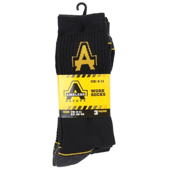 Amblers Safety Amblers Cotton Men's Black Work Socks - Image 2