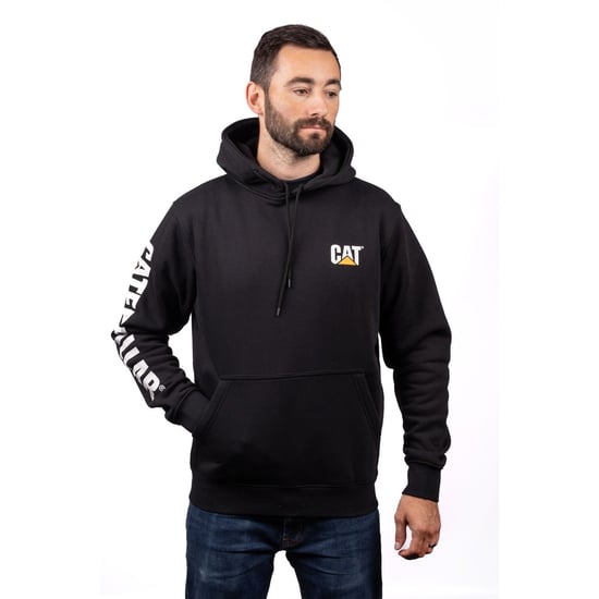 Caterpillar Varumärke Banner Bomull Herr Svart Huva Sweatshirt - Image 1