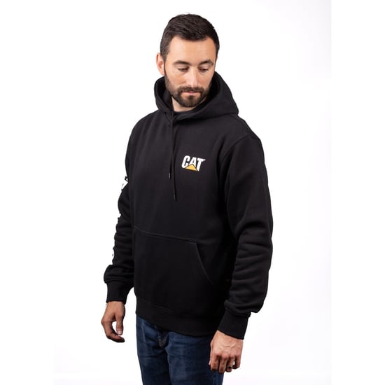 Caterpillar Varumärke Banner Bomull Herr Svart Huva Sweatshirt - Image 2