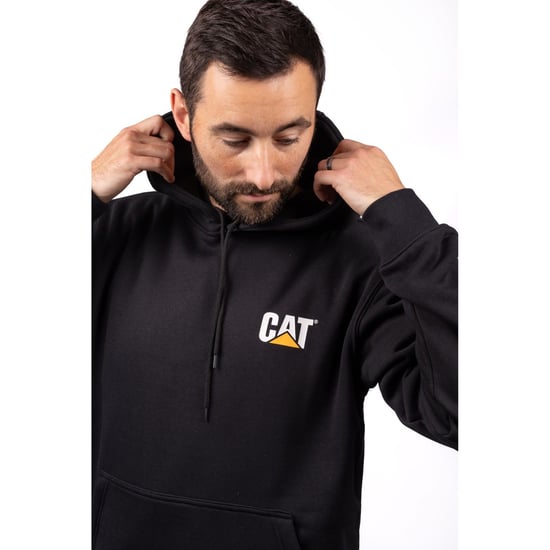 Caterpillar Varumärke Banner Bomull Herr Svart Huva Sweatshirt - Image 4