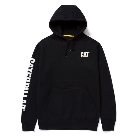 Caterpillar Varumärke Banner Bomull Herr Svart Huva Sweatshirt - Image 5