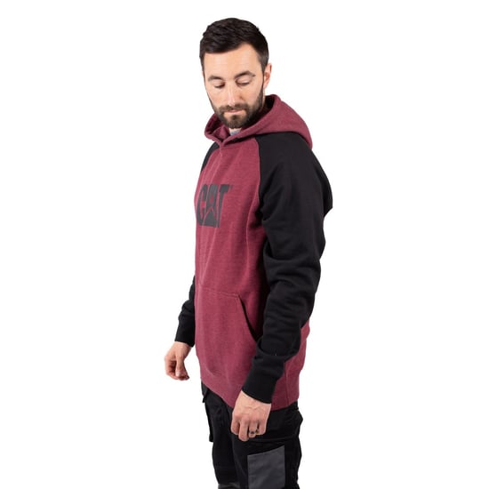 Caterpillar Raglan Cotton Men's Red Hooded Sweatshirt - Image 3
