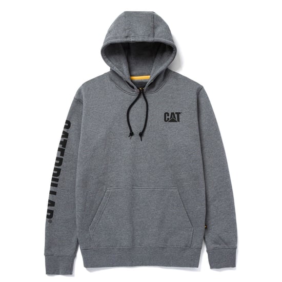 Caterpillar Trademark Banner Cotton Men's Grey Hooded Sweatshirt - Image 6