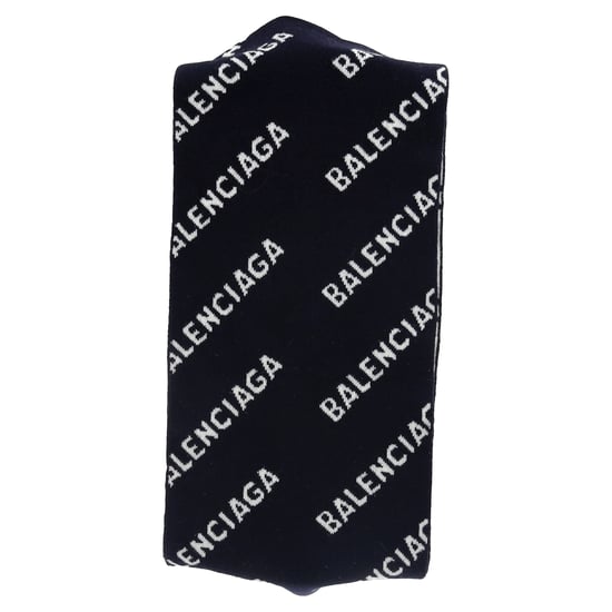 Balenciaga Logo-Intarsia Sjaal in Donkerblauwe Wol - Image 2