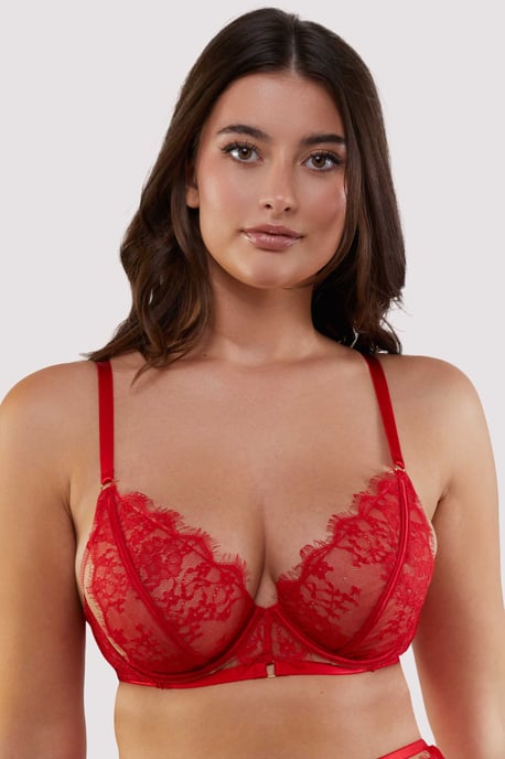Wolf & Whistle Natalia Eyelash Lace Plunge Bra - Image 2