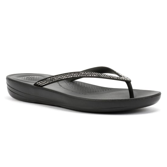 FitFlop Iqushion Sparkle Rubber Women's Black Flip Flops - Image 2