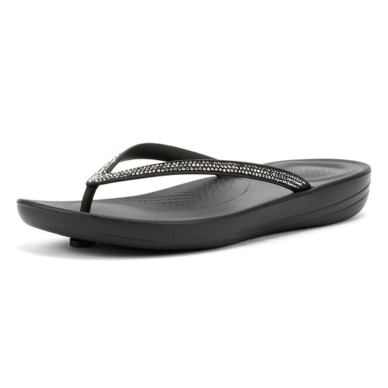 FitFlop Iqushion Sparkle Rubber Women's Black Flip Flops - Image 3