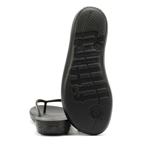 FitFlop Iqushion Sparkle Rubber Women's Black Flip Flops - Image 4