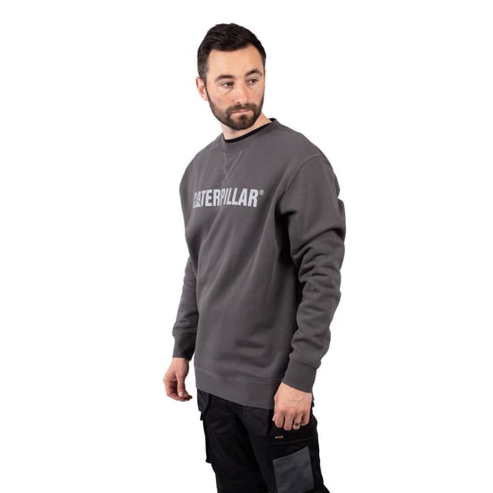 Caterpillar Midweight Crewneck Katoenen Heren Grijze Sweatshirt - Image 3