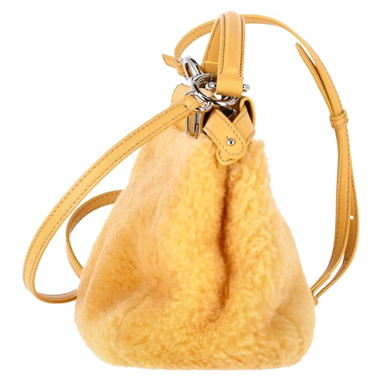 Fendi Mini Peekaboo Shearling Handbag in Yellow Sheepskin - Image 2