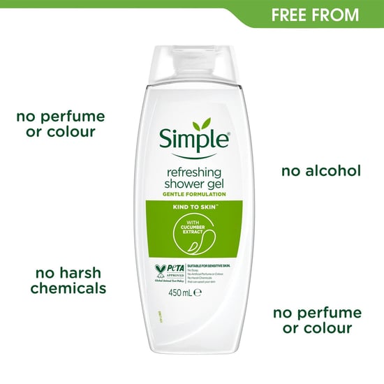 Simple Kind To Skin Refreshing Shower Gel With Gentle Formulation 450ml, 6 Pack - Image 2