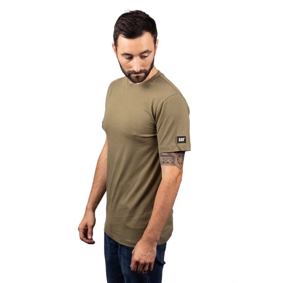 Caterpillar Essentials Short-sleeve Cotton Men's Green T-Shirt - Image 3