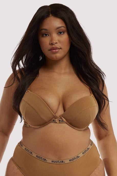 Hustler Hustler Branded Ribbed Bra Caramel - Image 2