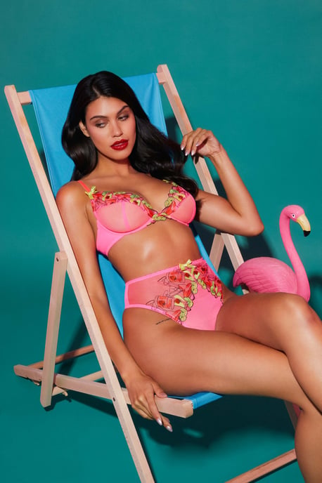 Playful Promises Magda Neon Cocktail Embroidery Plunge Bra - Image 2