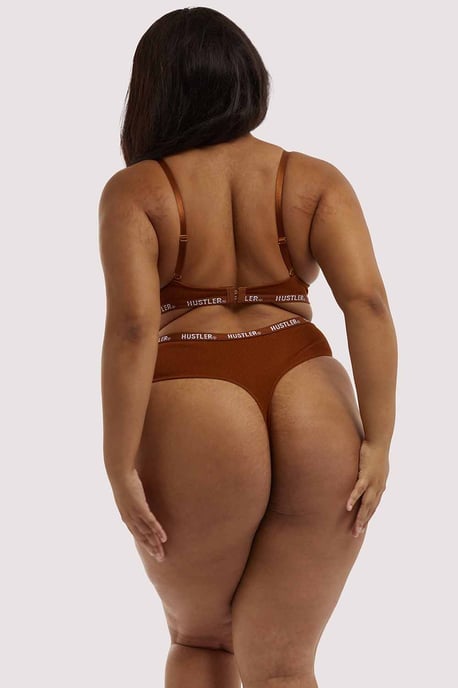 Hustler Hustler Branded Ribbed Chocolate Bra - Image 4