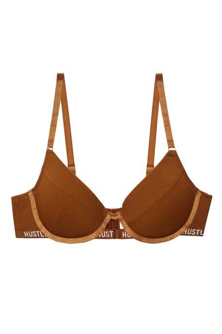 Hustler Hustler Branded Ribbed Chocolate Bra - Image 5